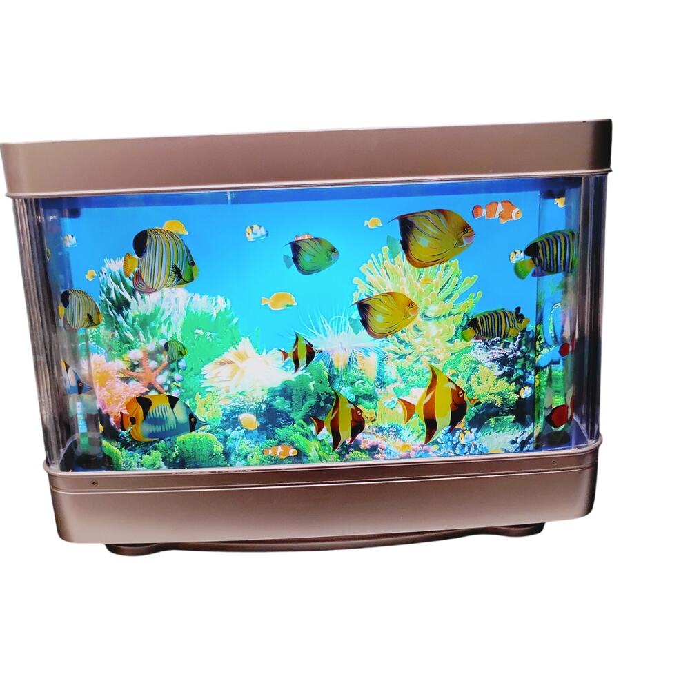 Aquarium Rotating Motion Tropical Fish Lamp Night Light Y2K Vtg Tested Works